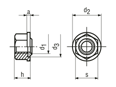 带尺寸的技术图：Seal-Lock® - 六角凸缘螺母 带聚酰胺密封圈