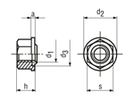 带尺寸的技术图：Seal-Lock® - 六角凸缘螺母 带聚酰胺密封圈