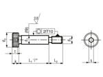 Technical drawing with dimensions of Hex socket head shoulder bolts