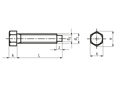 Technical drawing with dimensions of Hex set screws with small wrench size with full dog point