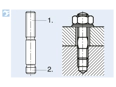 Assembly illustration for Stud bolts tap end without interference fit, length ~2 d