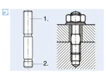 Assembly illustration for Stud bolts tap end without interference fit, length ~2 d