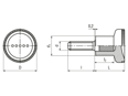 带尺寸的技术图：ELESA® Ergostyle EKK.p - 滚花旋钮 带钢质镀锌螺柱