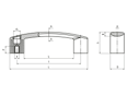 Technical drawing with dimensions of ELESA® Ergostyle EBP.B - Bridge handles assembly from the back side