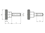 带尺寸的技术图：滚花指旋螺钉 高型