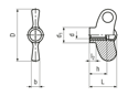 带尺寸的技术图：ELESA® Ergostyle EWN. - 蝶形螺母 带铜质嵌件和螺纹通孔