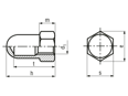 Technical drawing with dimensions of WGR Rathmann - Hex domed cap nuts for segment clamping bolts