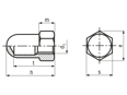 Technical drawing with dimensions of WGR Rathmann - Hex domed cap nuts for segment clamping bolts