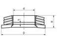 Technical drawing with dimensions of TREP plus® 3L - Disc spring assemblies with flat washer