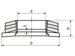 Technical drawing with dimensions of TREP plus® 3L - Disc spring assemblies with flat washer