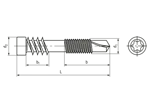 带尺寸的技术图：SPAX® - 用于木甲板的圆柱头螺钉 带固定螺纹,驱动尖端和内六角花形T-STAR plus