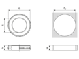 Technical drawing with dimensions of FASTEKS® FCL 1 - Compression limiters for press-in and mould-in, round unheaded