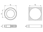 Technical drawing with dimensions of FASTEKS® FCL 1 - Compression limiters for press-in and mould-in, round unheaded