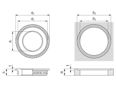Technical drawing with dimensions of FASTEKS® FCL 2 - Compression limiters for press-in and mould-in, round headed