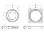 Technical drawing with dimensions of FASTEKS® FCL 2 - Compression limiters for press-in and mould-in, round headed