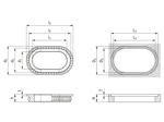 Technical drawing with dimensions of FASTEKS® FCL 4 - Compression limiters for press-in and mould-in, oval headed