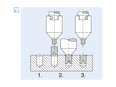Assembly illustration for Ensat® S 302 - Self-cutting thread inserts with cutting slot, for light metals, thermoplastics and thermoset plastics