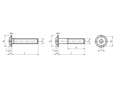 Technical drawing with dimensions of Hex socket button head cap screws with collar partially / fully threaded