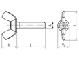 Technical drawing with dimensions of Wing screws pressed