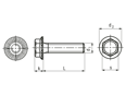 Technical drawing with dimensions of VERBUS RIPP - Ribbed hex flange head cap screws