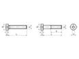 Technical drawing with dimensions of Hex socket head cap screws with low head, partially / fully threaded