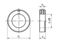 Technical drawing with dimensions of Adjusting rings without set screw