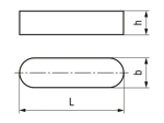 Technical drawing with dimensions of Parallel keys deep pattern, face side domed