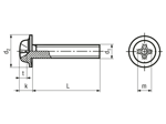 Technical drawing with dimensions of ecosyn® fix SPH - Phillips pan washer head machine screws form H