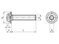 带尺寸的技术图：ecosyn® fix SXS - 盘头螺钉 内六角花形