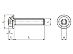 带尺寸的技术图：ecosyn® fix SXS - 盘头螺钉 内六角花形