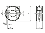 Technical drawing with dimensions of Clamping rings light range, two elements, with socket head cap screws