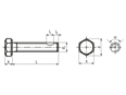 带尺寸的技术图：六角头螺钉 全螺纹带TufLok®