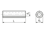 Technical drawing with dimensions of Round spacers