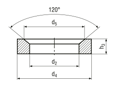 Technical drawing with dimensions of Conical seats