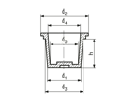 Technical drawing with dimensions of Protection plugs