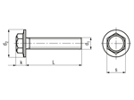 Technical drawing with dimensions of ecosyn® fix SHH - Hex washer head machine screws fully threaded