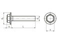 带尺寸的技术图：ecosyn® fix IHH - 六角法兰面螺钉 全螺纹