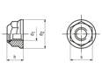 带尺寸的技术图：有效力矩型六角锁紧螺母 带聚酰胺嵌件