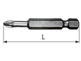 Technical drawing with dimensions of Screwdriver Bits 1/4" for phillips drive screws, long type