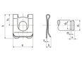 Technical drawing with dimensions of Circlips for shafts with groove