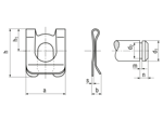 Technical drawing with dimensions of Circlips for shafts with groove
