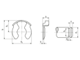 Technical drawing with dimensions of STS - Circlips for shafts with groove