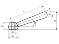 Technical drawing with dimensions of Clamping levers turned, tapped through hole