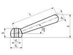 Technical drawing with dimensions of Clamping levers turned, tapped through hole