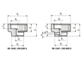 Technical drawing with dimensions of Knurled nuts DIN 6303 B with pin hole
