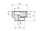Technical drawing with dimensions of Knurled nuts without pin hole