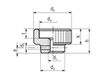 Technical drawing with dimensions of Knurled nuts with pin hole