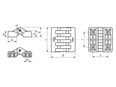 Technical drawing with dimensions of ELESA® CFA-B - Hinges with brass boss nickel plated, tapped blind hole