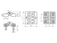 Technical drawing with dimensions of ELESA® CFA-p - Hinges with threaded studs, steel nickel plated
