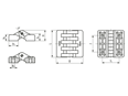 带尺寸的技术图：ELESA® CFA-SH - 铰链 带沉头螺丝所需的通孔